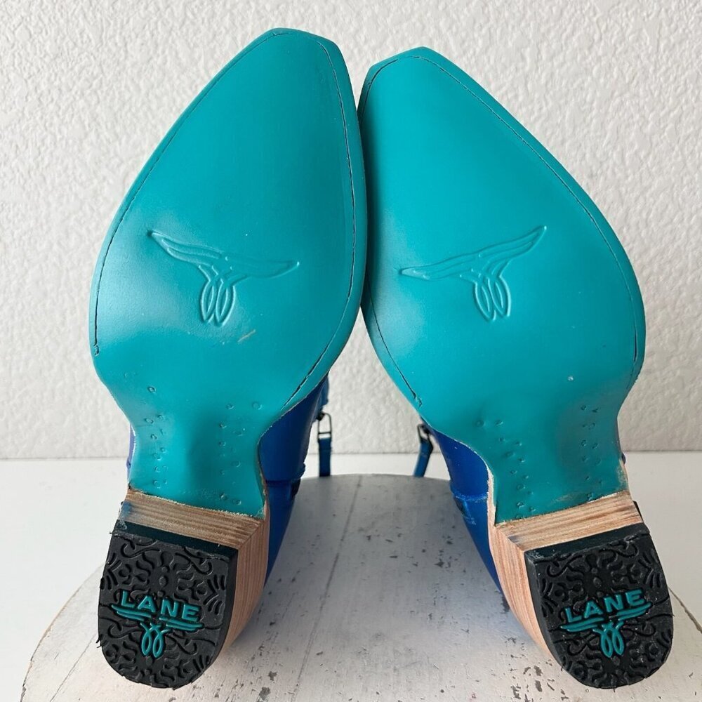 Lane SMOKESHOW Womens Cowboy Bootie 8.5 Blue Western Cowgirl Short Ankle Boots - Picture 8 of 11
